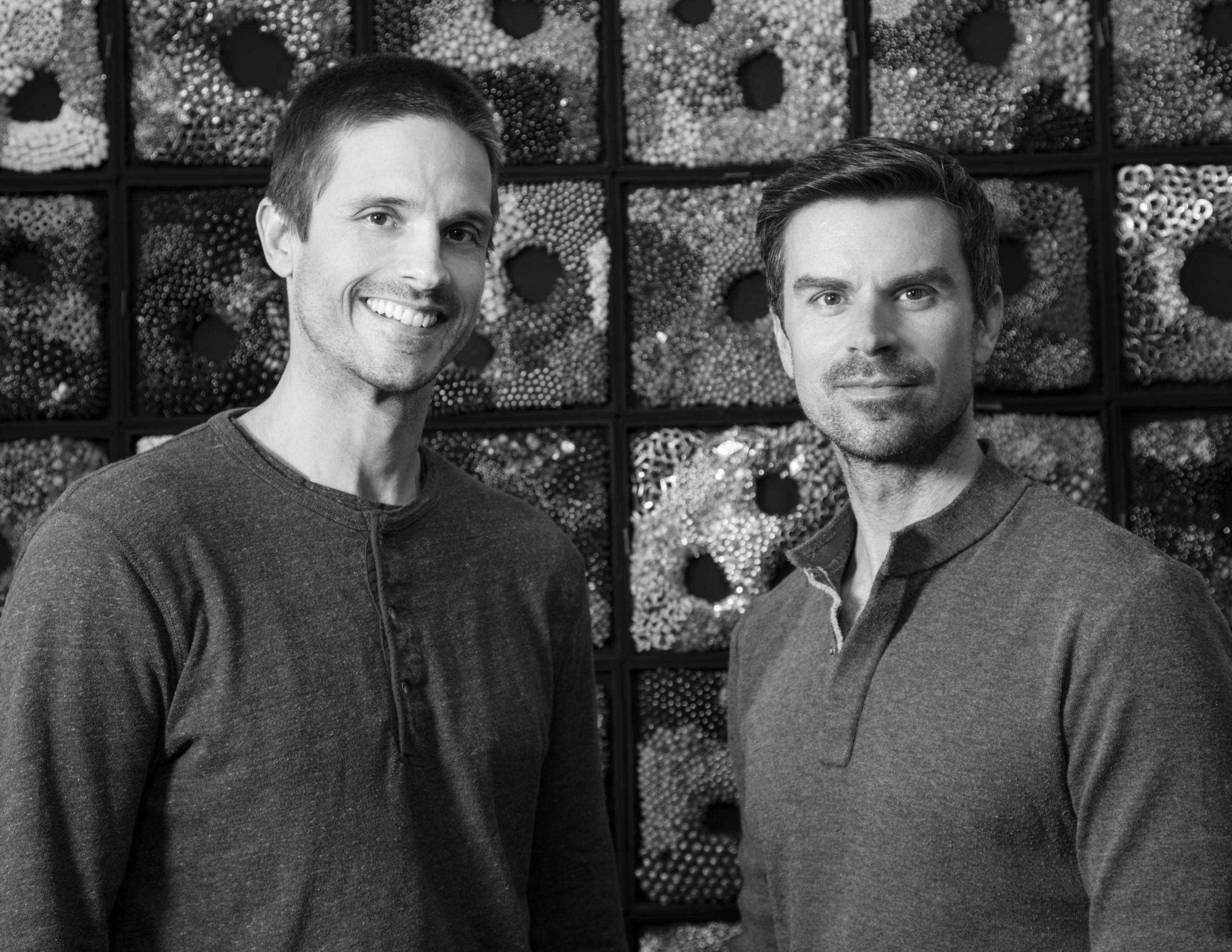 Black and white portrait of artists Steve and William Ladd