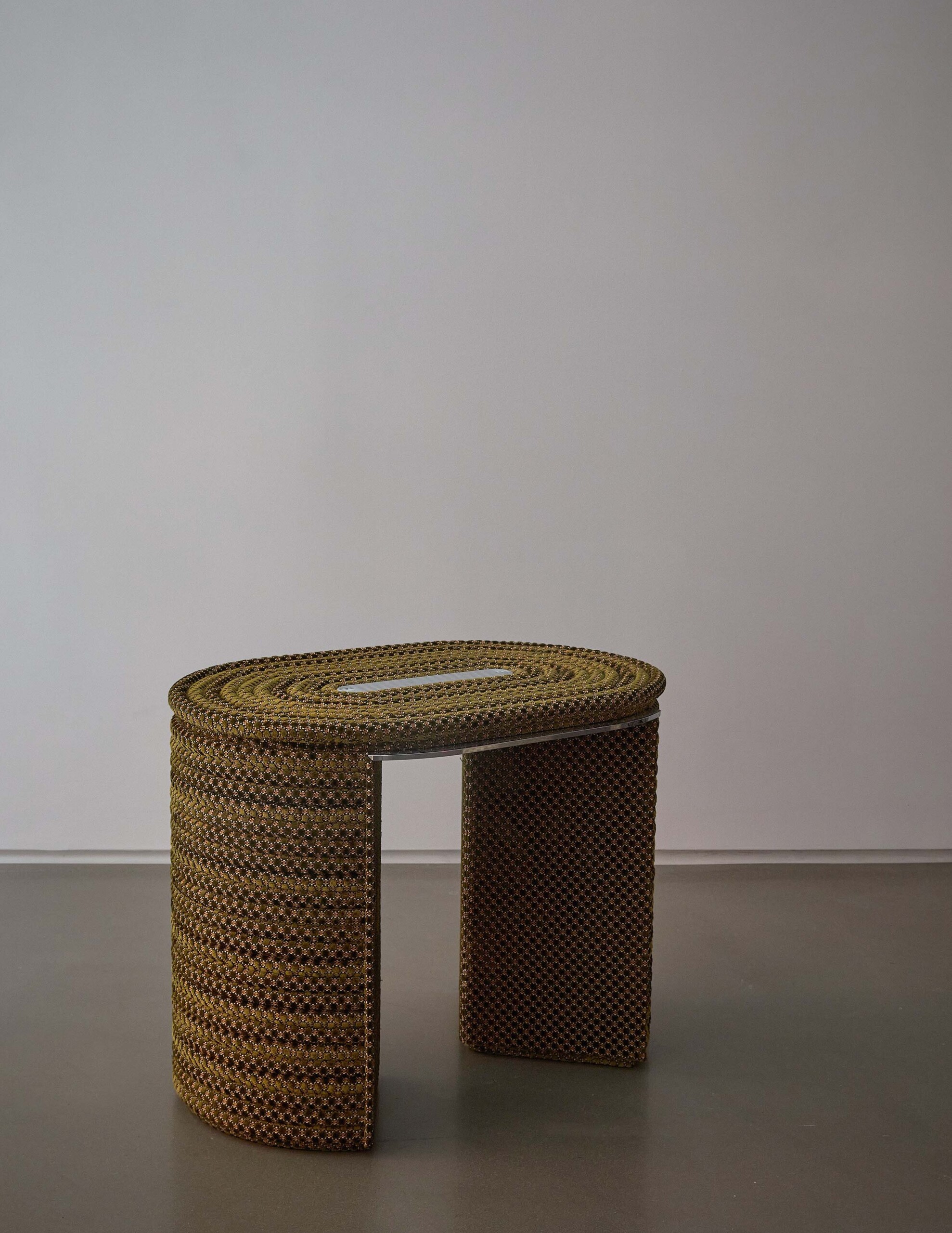 Mark Grattan Stool Green Upholstered